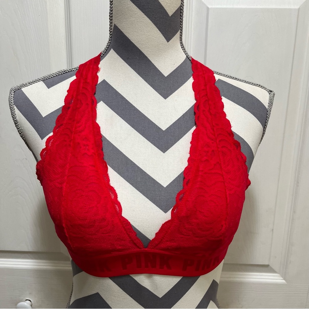 Pink Victoria Secret Red Lace  Bralette